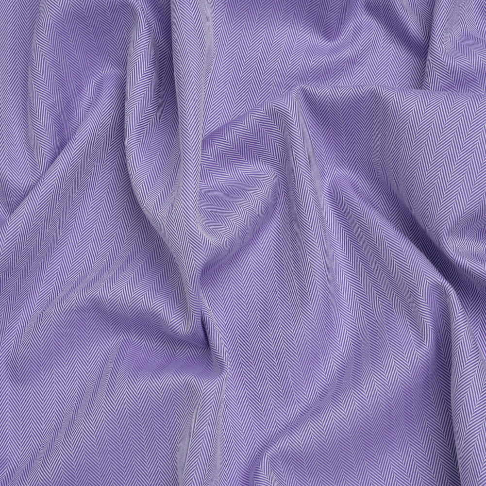Cotton Twill Shirting - Very Peri and White Herringbone - Deadstock