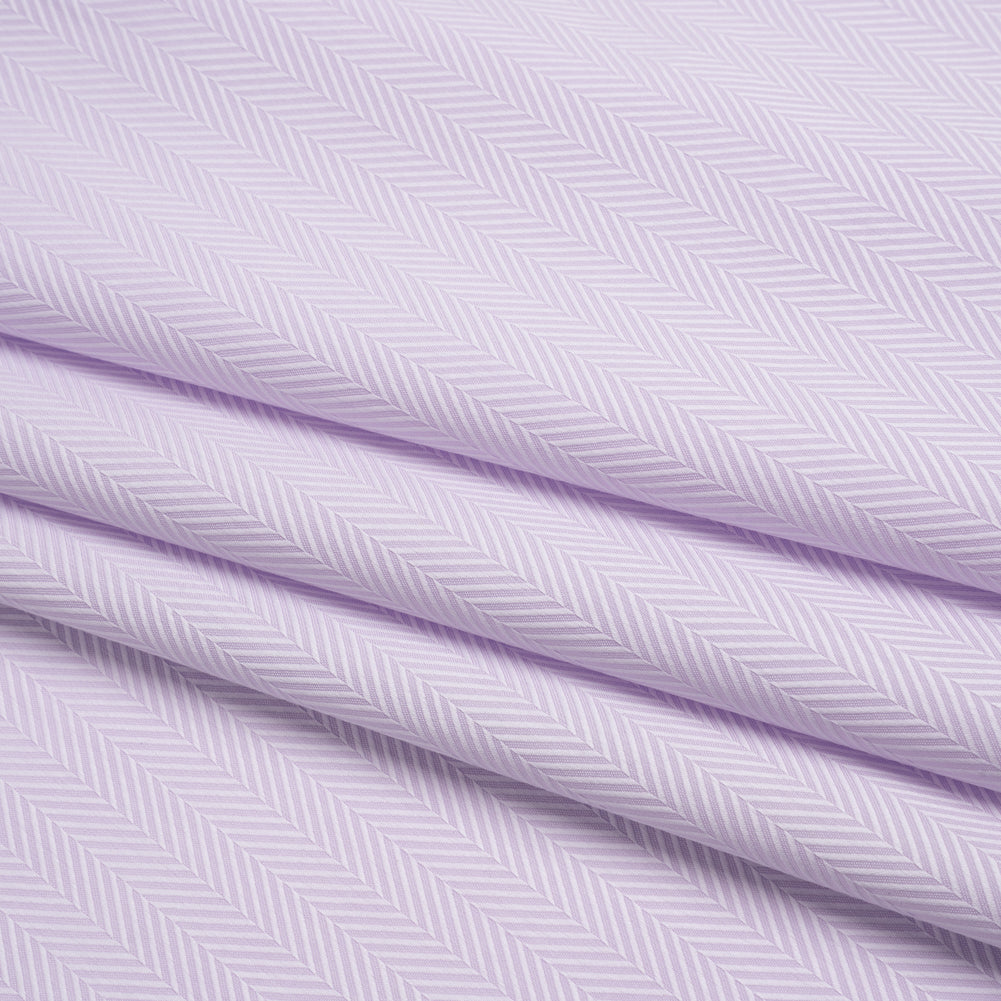 Cotton Jacquard Shirting - Light Purple and White Herringbone - Deadstock