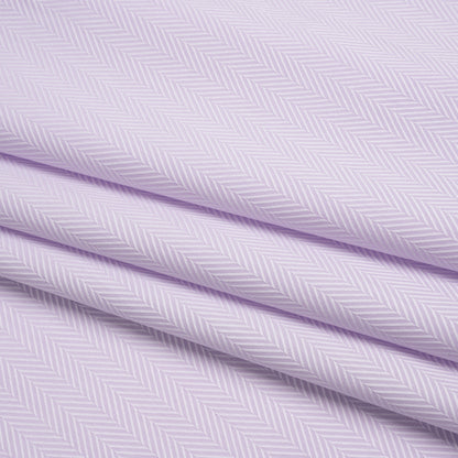 Cotton Jacquard Shirting - Light Purple and White Herringbone - Deadstock