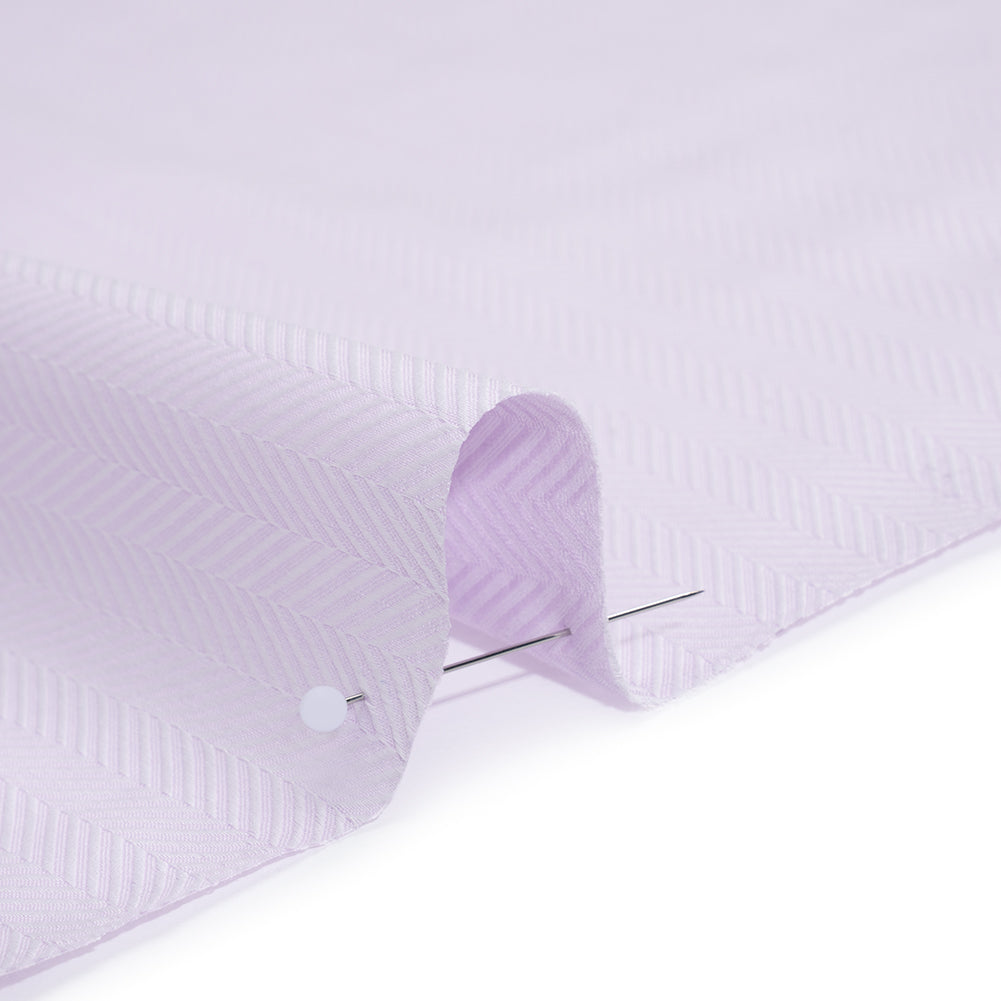 Cotton Jacquard Shirting - Light Purple and White Herringbone - Deadstock