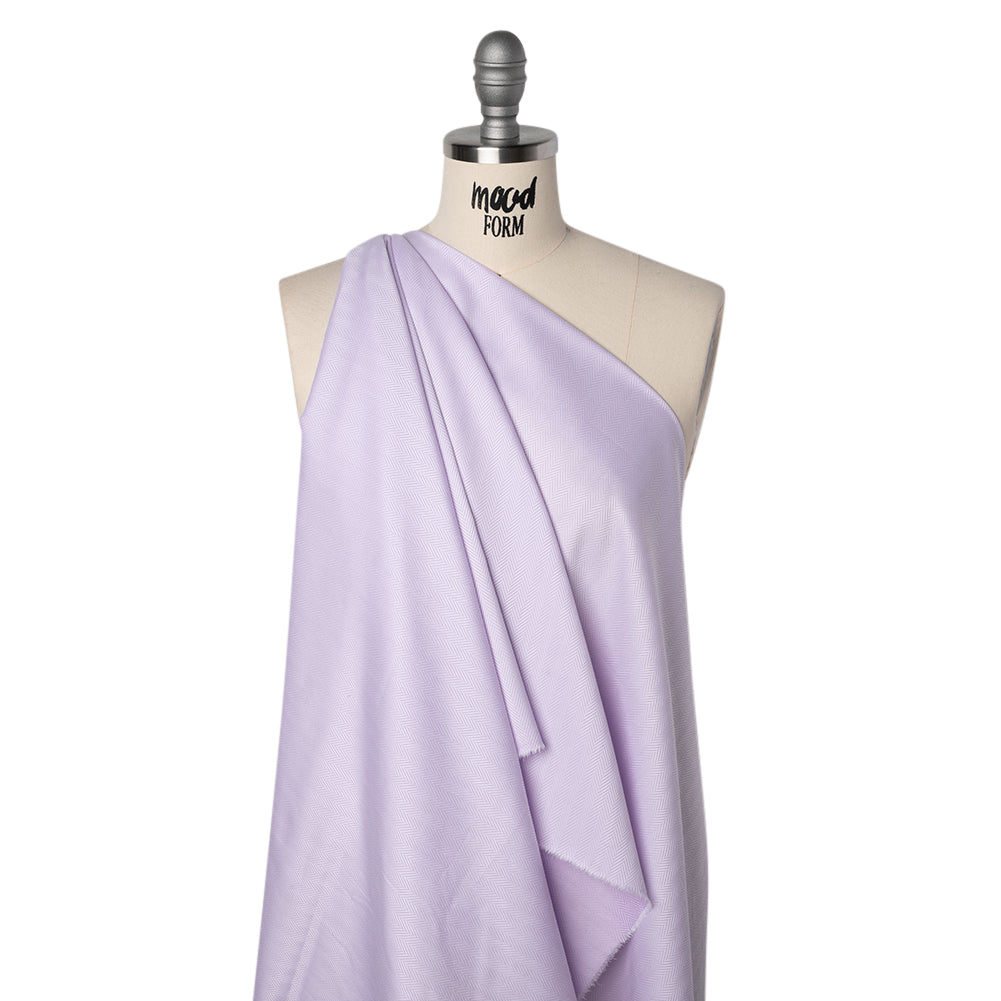 Cotton Jacquard Shirting - Light Purple and White Herringbone - Deadstock
