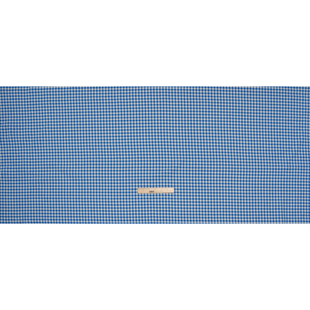 Cotton Twill Flannel - Cerulean Blue and Cream Gingham Check - Designer Deadstock