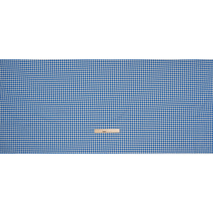 Cotton Twill Flannel - Cerulean Blue and Cream Gingham Check - Designer Deadstock