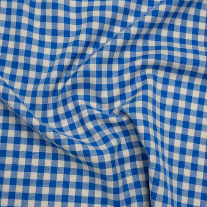 Cotton Twill Flannel - Cerulean Blue and Cream Gingham Check - Designer Deadstock