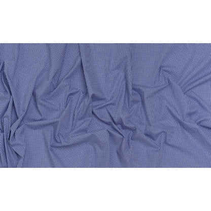 Cotton Gingham Shirting - Cobalt Blue and White Tiny Checks - Deadstock