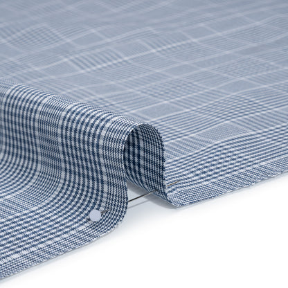 Cotton Oxford Shirting - Blue and White Glen Plaid - Deadstock Detail