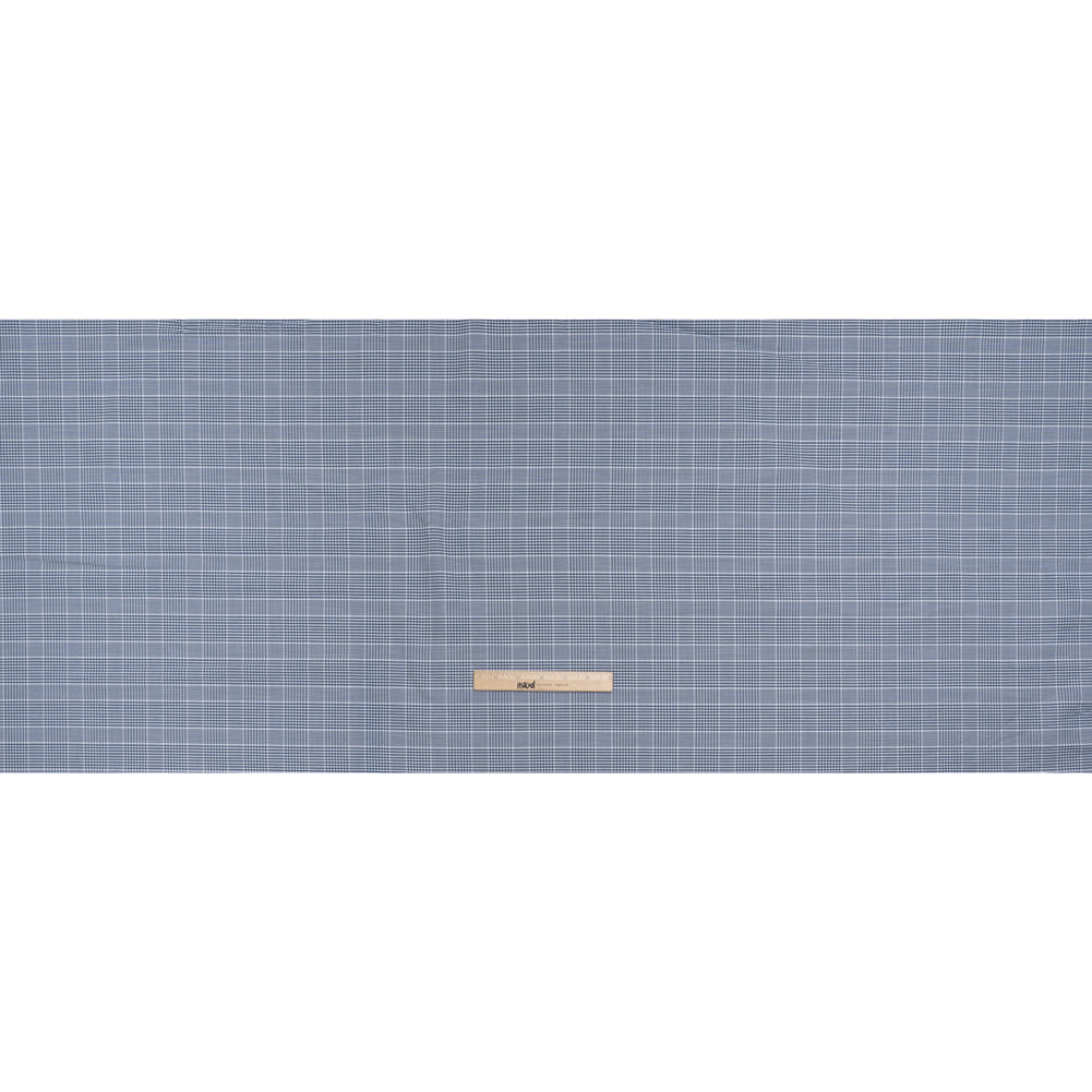 Cotton Oxford Shirting - Blue and White Glen Plaid - Deadstock Full