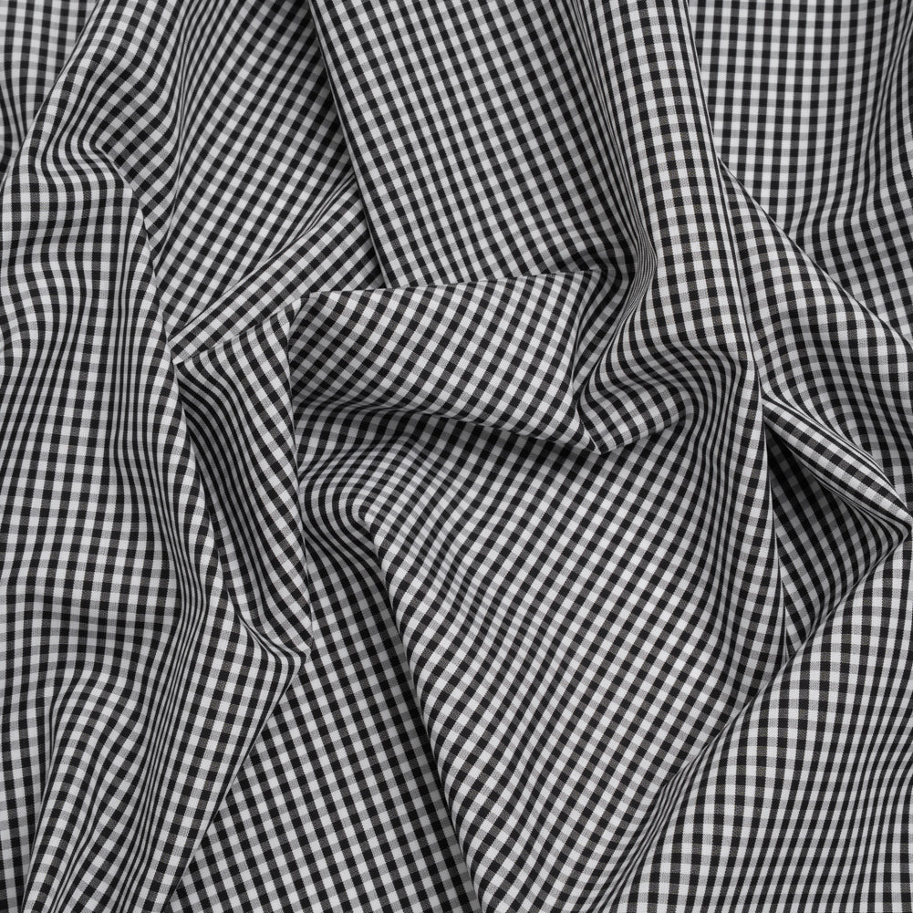 Cotton Gingham Shirting - Black and White Little Checks - Deadstock