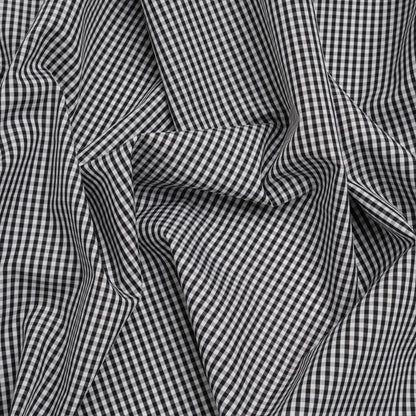 Cotton Gingham Shirting - Black and White Little Checks - Deadstock