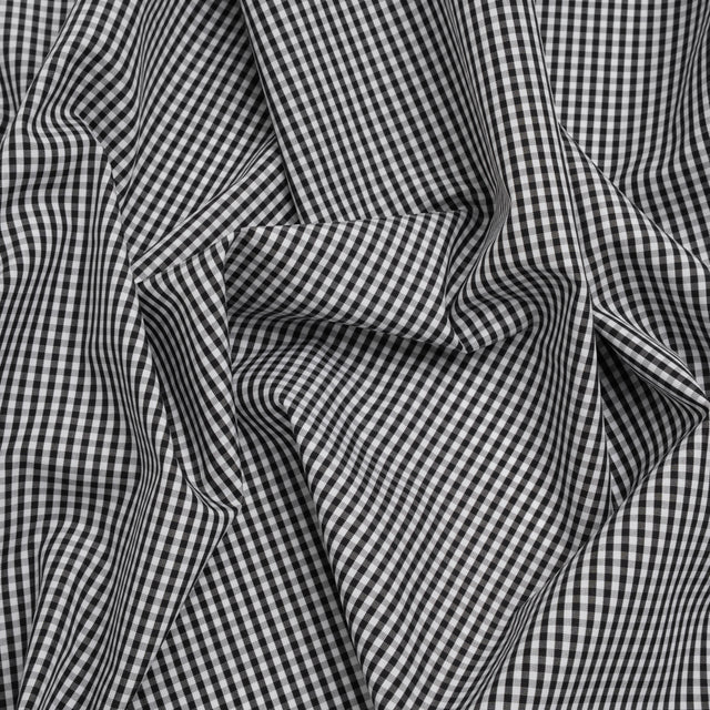 Cotton Gingham Shirting - Black and White Little Checks - Deadstock