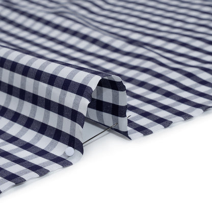 Cotton Shirting - Navy Blue and White Checks - Deadstock