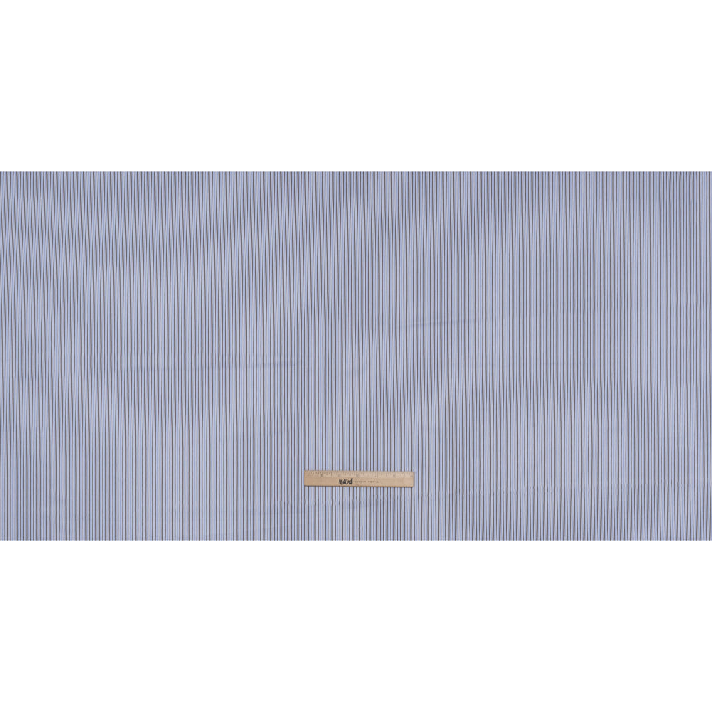 Cotton Twill Shirting - Light Blue, Brown and White Stripes - Deadstock