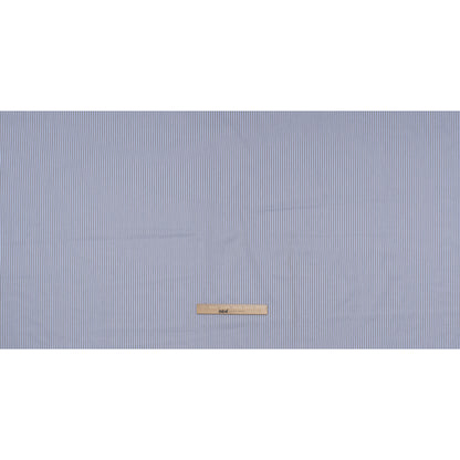 Cotton Twill Shirting - Light Blue, Brown and White Stripes - Deadstock