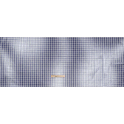 Cotton Herringbone Twill Shirting - Blue, Gray and White Tattersall Check - Deadstock Full
