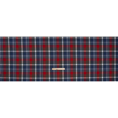 Cotton Shirting - Blue, Red and Olive Green Plaid - Designer Deadstock Full