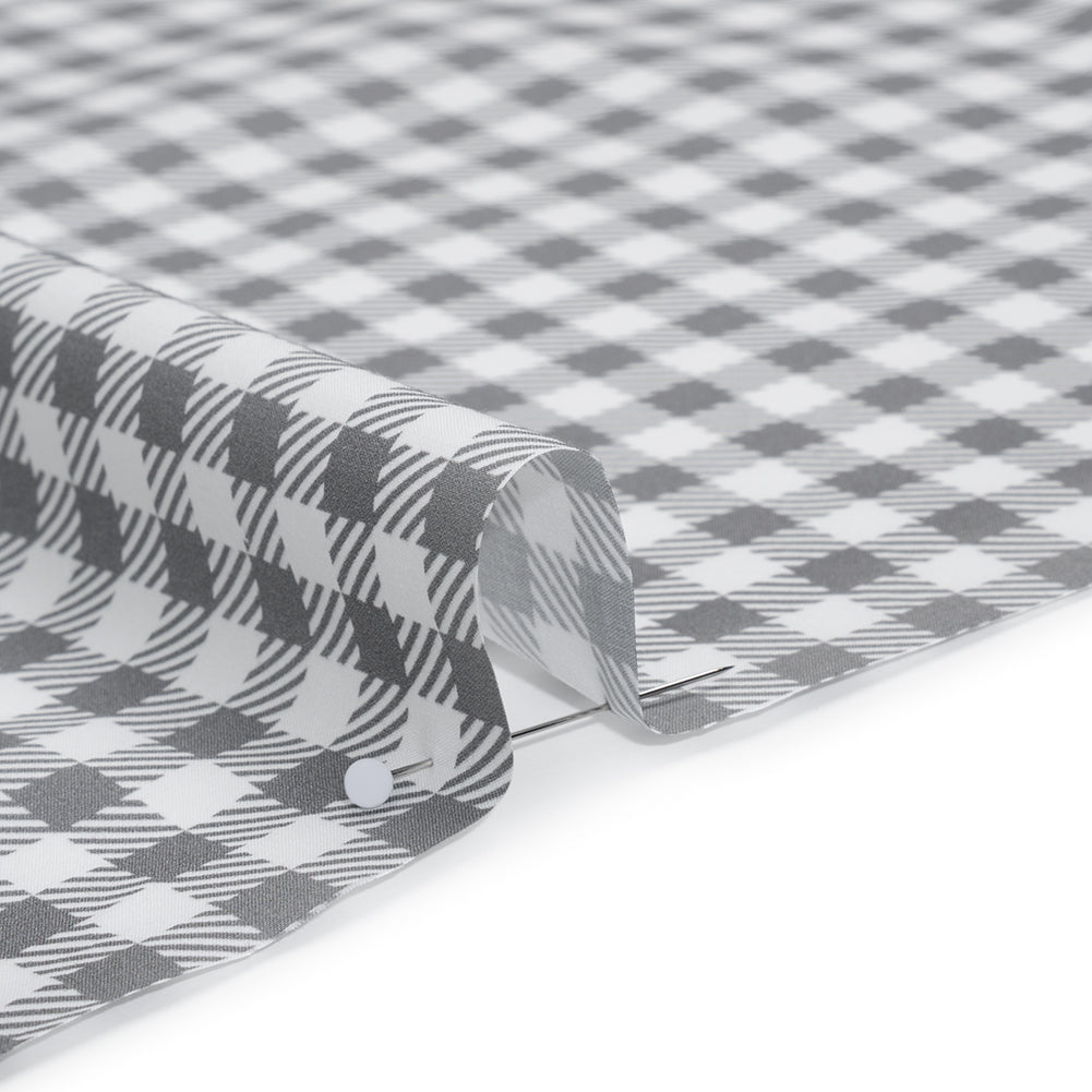 Cotton Shirting - White and Gray Faux Twill Check - Deadstock