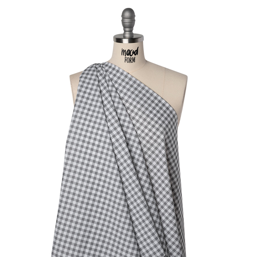 Cotton Shirting - White and Gray Faux Twill Check - Deadstock
