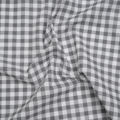 Cotton Shirting - White and Gray Faux Twill Check - Deadstock