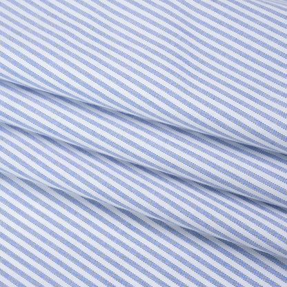 Cotton Oxford Shirting - Strong Blue and White Candy Stripes - Deadstock
