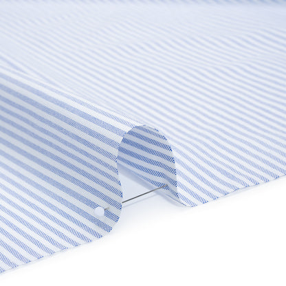 Cotton Oxford Shirting - Strong Blue and White Candy Stripes - Deadstock