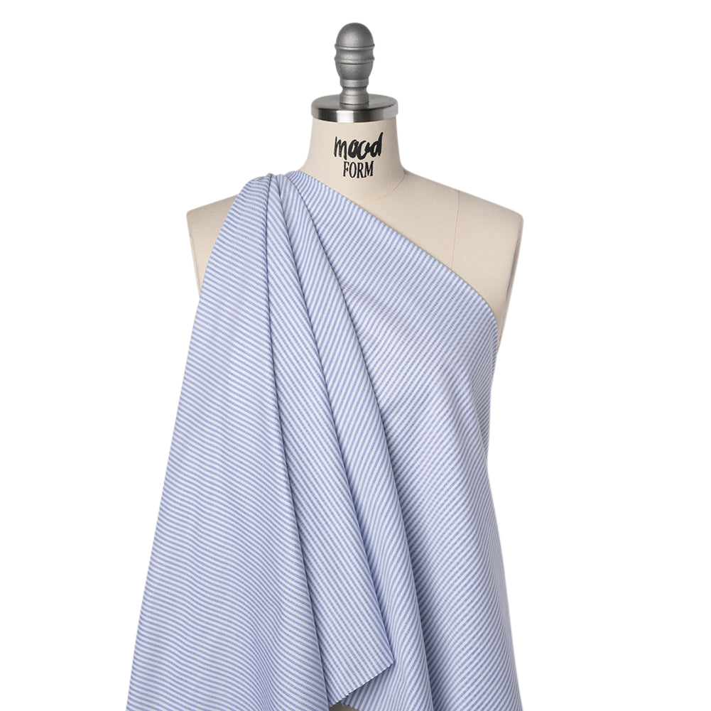 Cotton Oxford Shirting - Strong Blue and White Candy Stripes - Deadstock