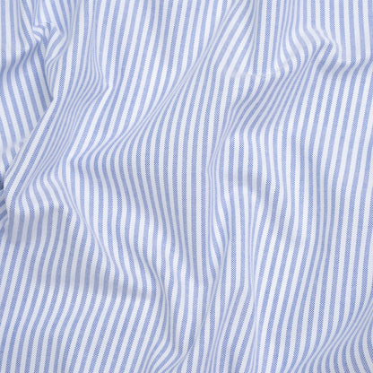 Cotton Oxford Shirting - Strong Blue and White Candy Stripes - Deadstock