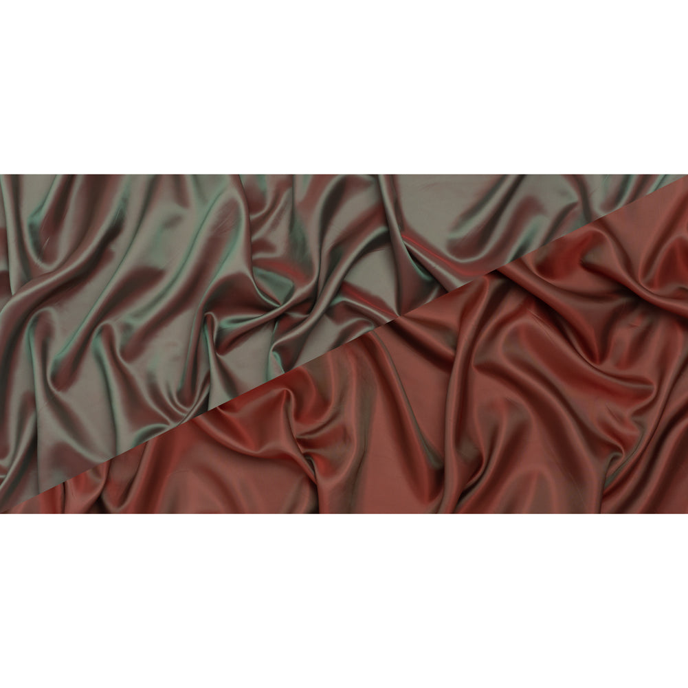 Polyester Twill Lining - Red and Green Iridescent - Deadstock
