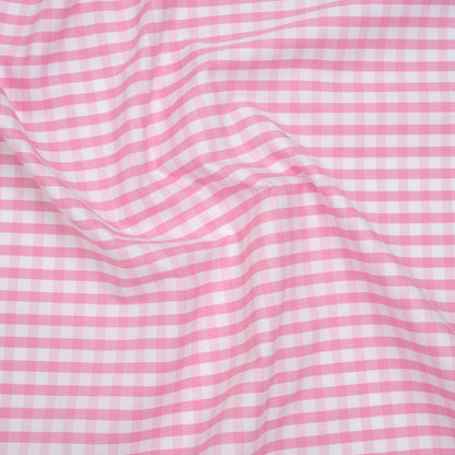 Cotton Oxford Shirting - Light Pink and White Gingham Checks - Deadstock