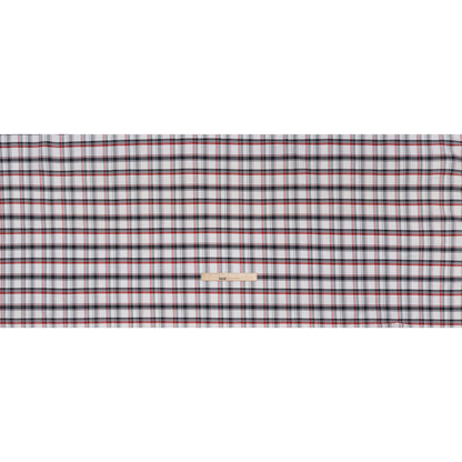 Cotton Woven - Midnight Blue, Red and White Plaid - Deadstock