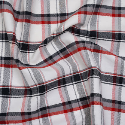 Cotton Woven - Midnight Blue, Red and White Plaid - Deadstock
