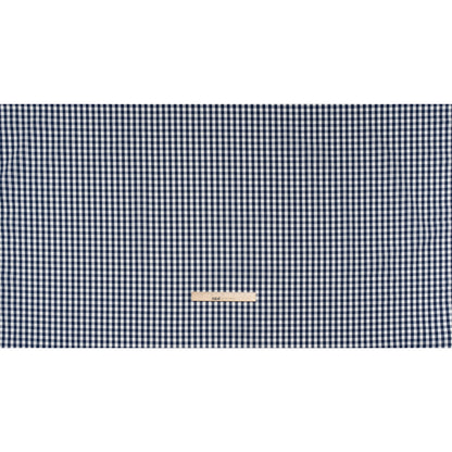 Cotton Gingham Shirting - Dark Teal Blue and White Checks - Deadstock