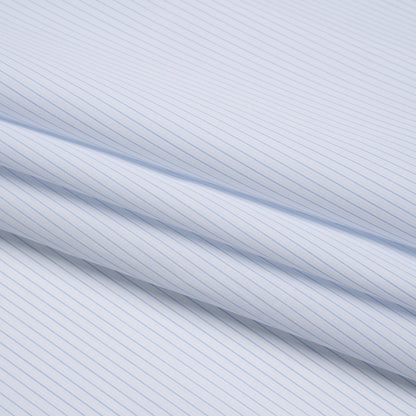 Cotton Shirting - Sky Blue and White Pinstripes - Designer Deadstock