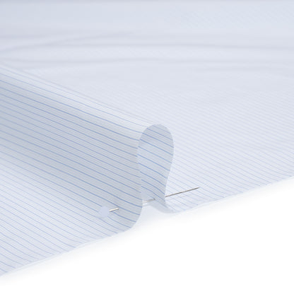Cotton Shirting - Sky Blue and White Pinstripes - Designer Deadstock