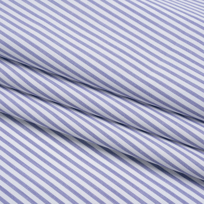 Cotton Shirting - Light Blue and White Candy Stripes - Deadstock Folded