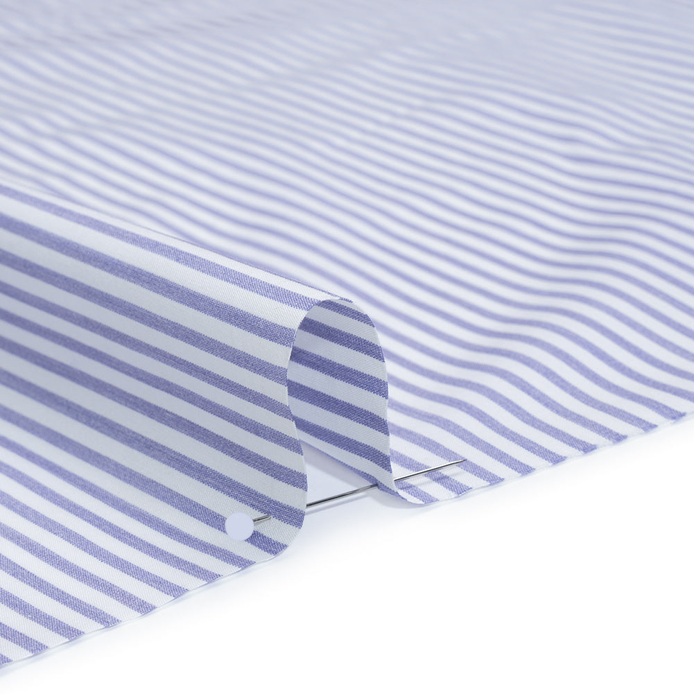 Cotton Shirting - Light Blue and White Candy Stripes - Deadstock Detail