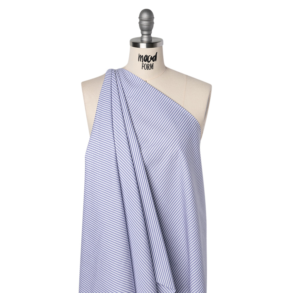 Cotton Shirting - Light Blue and White Candy Stripes - Deadstock Drape