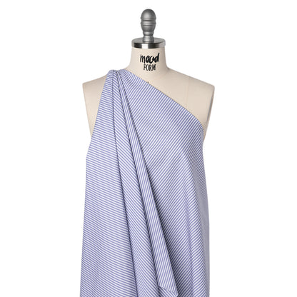Cotton Shirting - Light Blue and White Candy Stripes - Deadstock Drape