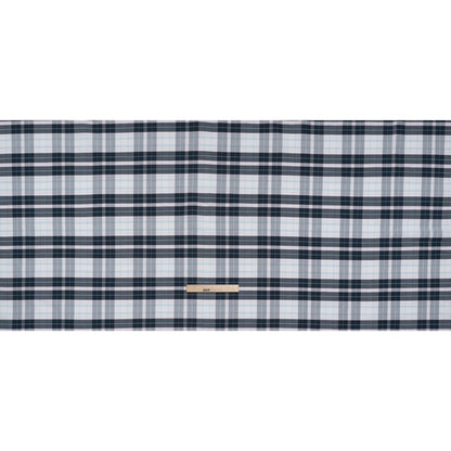 Cotton Oxford Shirting - Navy, Light Blue and Pale Pink Plaid - Deadstock