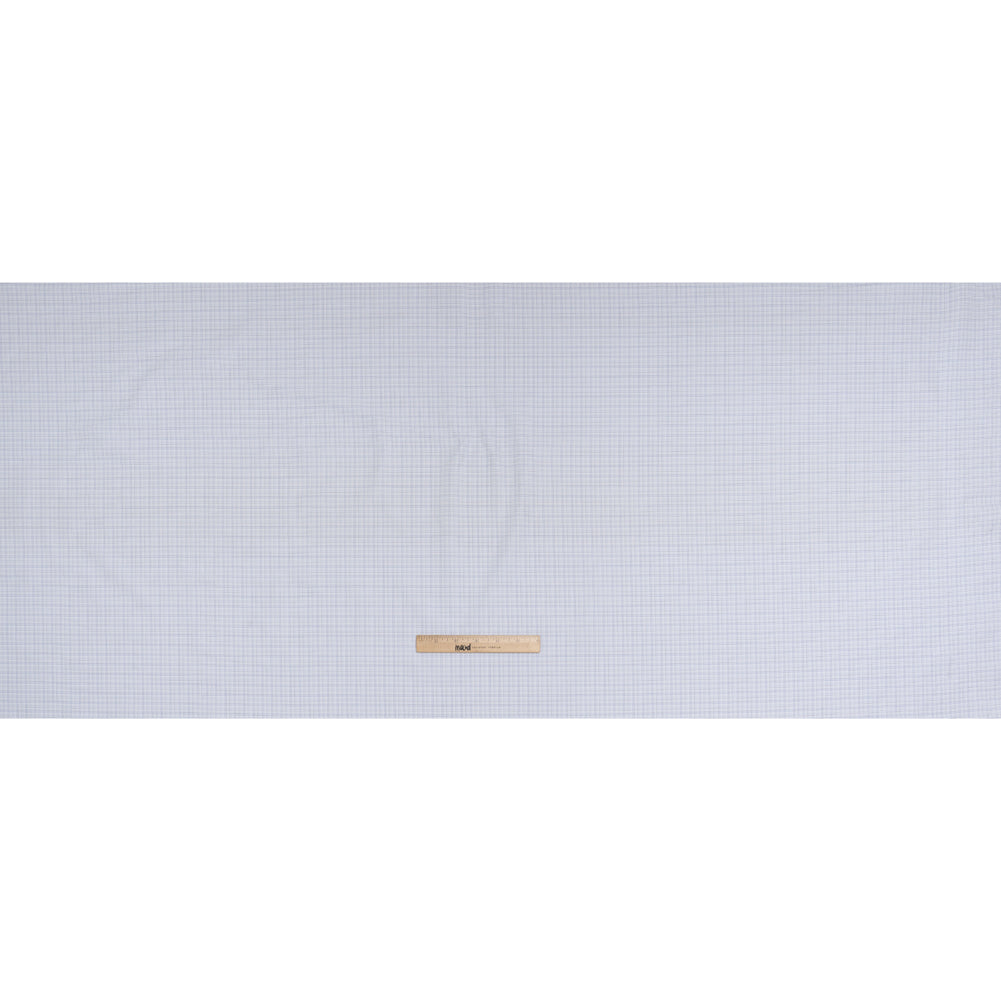 Cotton Twill Shirting - Pale Blue, Navy and White Plaid - Deadstock - Full