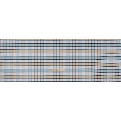 Cotton Oxford Shirting - Beige, Baby Blue and Navy Plaid - Deadstock