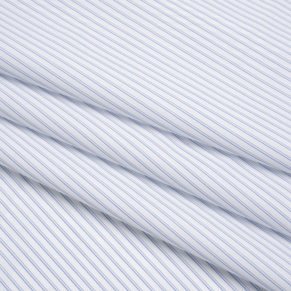 Cotton Shirting - Blue and White Shaded Stripes - Designer Deadstock