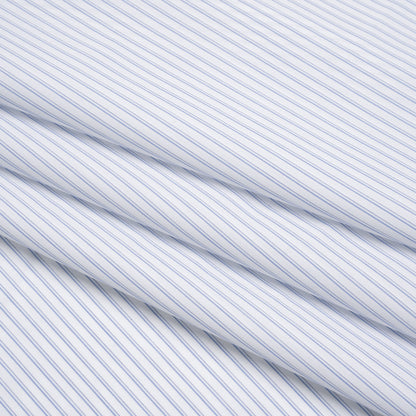 Cotton Shirting - Blue and White Shaded Stripes - Designer Deadstock