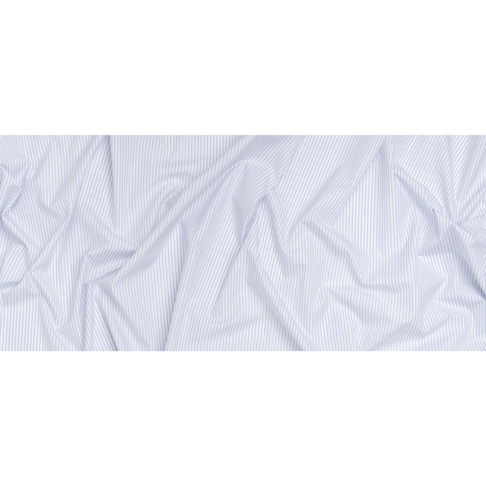 Cotton Shirting - Blue and White Shaded Stripes - Designer Deadstock