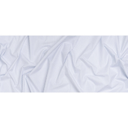 Cotton Shirting - Blue and White Shaded Stripes - Designer Deadstock