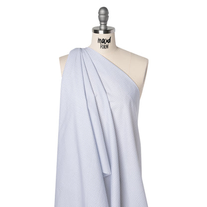 Cotton Shirting - Blue and White Shaded Stripes - Designer Deadstock
