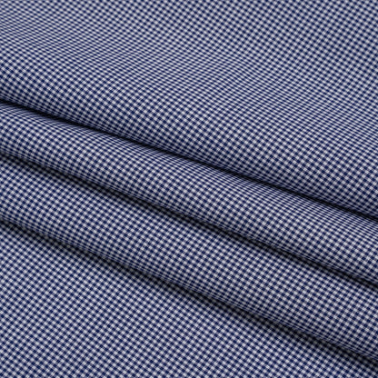 Cotton Gingham Shirting - Navy and White Tiny Checks - Designer Deadstock