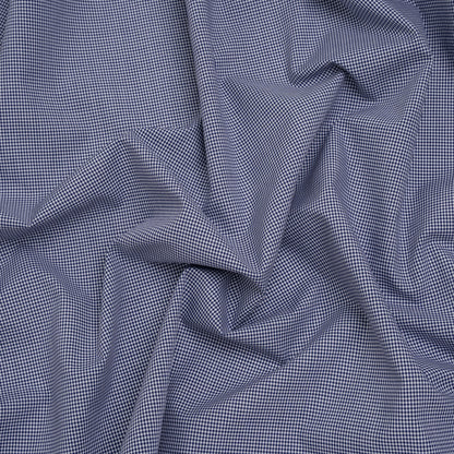 Cotton Gingham Shirting - Navy and White Tiny Checks - Designer Deadstock