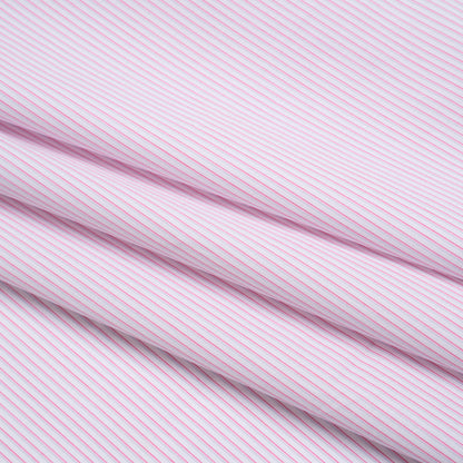 Cotton Twill Shirting - Light Pink, Pale Gray and White Shadow Pinstripes - Deadstock Folded