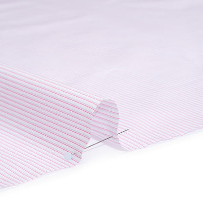 Cotton Twill Shirting - Light Pink, Pale Gray and White Shadow Pinstripes - Deadstock Detail