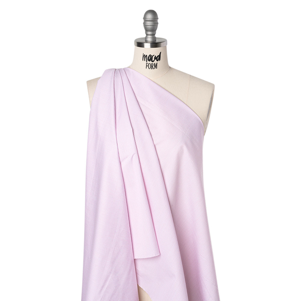 Cotton Twill Shirting - Light Pink, Pale Gray and White Shadow Pinstripes - Deadstock Drape